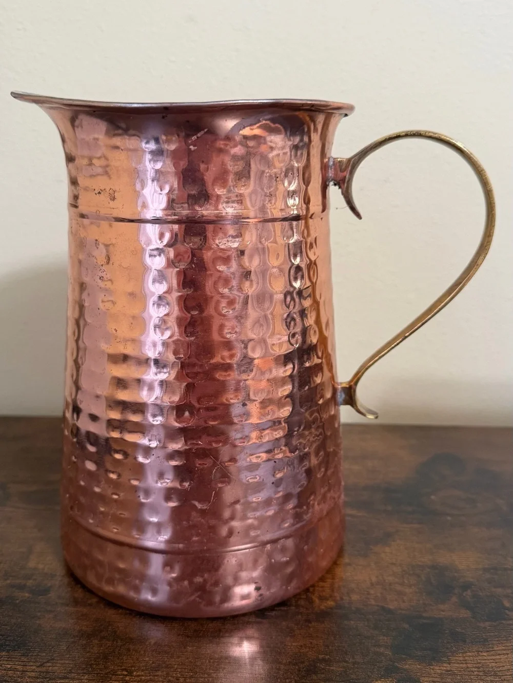 Hammered Copper Metalware Pitcher